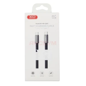 Кабель Type-C - Type-C XO NB-Q307 (60W/PD/оплетка нейлон/сверхтонкий) черный