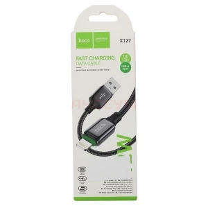 Кабель USB - Lightning Hoco X127 (12W/оплетка нейлон) черный