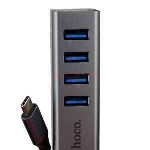 Переходник Type-C - 4xUSB 3.0 Hoco HB1C (серый)