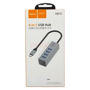 Переходник Type-C - 4xUSB 3.0 Hoco HB1C (серый)