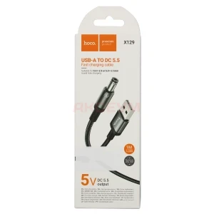 Кабель USB - DC 5.5 Hoco X129 (оплетка нейлон/1 м) черный