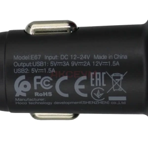 Автомобильное зарядное USB Hoco E67 (18W/QC3.0/2USB/FM модулятор/Bluetooth) черное