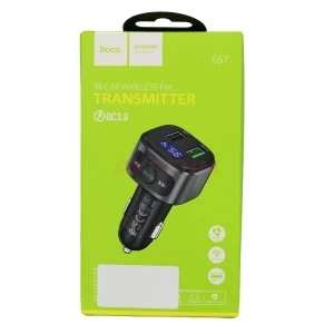 Автомобильное зарядное USB Hoco E67 (18W/QC3.0/2USB/FM модулятор/Bluetooth) черное